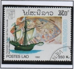 Sellos de Asia - Laos -  Barcos d' Vela y mapas Por: Paolo d' ozo Toscanell