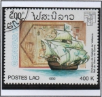 Stamps Laos -  Barcos d' Vela y mapas Por: Gabriel d' Vallseca