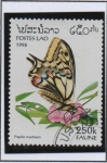 Stamps Laos -  Mariposa macaón