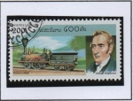 Stamps Laos -  Locomotoras d' Vapor, Pionero 1836 y George Stephensos