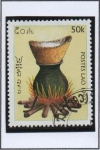 Stamps Laos -  Cocina sobre fuego abierto