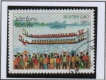 Stamps Laos -  Carreras d' Canoa