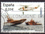 Sellos de Europa - Espa�a -  ESPAÑA 2008 4399 Sello Salvamento Maritimo Barcos Helicoptero Usado