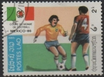 Stamps Laos -  Copa mundial México, Bandera y jugadas
