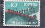 Sellos de Europa - Suiza -  tunel San Gottardo 1882-1957
