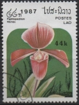 Stamps Asia - Laos -  Orquídeas, Paphiopedilum hibrido