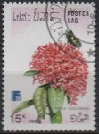 Stamps Laos -  Flores, Ixora coccinea