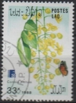 Stamps Laos -  Flores, Cassia fistula