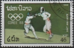 Stamps Asia - Laos -  Olimpiadas d' Verano, Seúl,  Esgrima