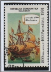 Sellos de Africa - Madagascar -  500 anv. descubrimiento d' america, Caravela Amsterdanm