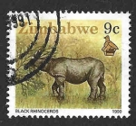 Stamps Zimbabwe -  619 - Rinoceronte Negro