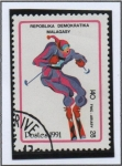 Sellos de Africa - Madagascar -  Olimpiadas d' Invierno, Albertville, Esquí d' descenso
