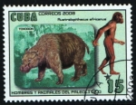 Stamps Cuba -  serie- Hombres y animales paleolítico