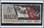 Stamps Malta -  5 Anv. d' l' Independencia, Bandera