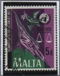 Sellos del Mundo : Europa : Malta : 25 anv.d' l' Naciones Unidas, Balanza y Figura simbólica