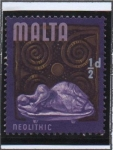 Stamps Malta -  Historia d' Malta, Escultura d' mujer durmiente