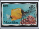 Stamps : Africa : Mauritius :  peces: Forcipiger flavissimus