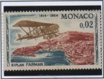 Sellos de Europa - M�naco -  50 Anv. d' l' Primera reunion d' aeroplano d' Mote Carlo; Farman  Biplano sobre Mónaco