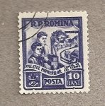 Stamps Romania -  Pioneros y tren