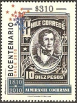 Stamps Chile -  bicentenario, almirante cochrane