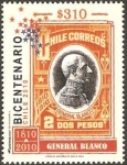 Stamps Chile -  bicentenario, general blanco