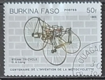 Sellos de Africa - Burkina Faso -   Cntenario de la motocicleta - Steam-tricycle (G. A. Long)