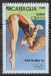 Sellos del Mundo : America : Nicaragua : Juegos Olimpicos de Verano 1992 Barcelona Salto de trampolin