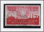 Stamps Italy -  10º Anv. d' l' Republica Italiana