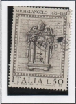 Sellos de Europa - Italia -  Miguel Angel Buonarroti,Nicho en el Palacio d' Vaticano
