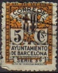 Stamps : Europe : Spain :  ESPAÑA Barcelona 1932 Edifil 12 Sello Escudo de la Ciudad Usado