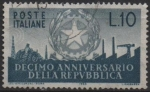 Sellos de Europa - Italia -  10º Aniv. d' l' Republica Italiana