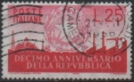 Sellos de Europa - Italia -  10º Aniv. d' l' Republica Italiana