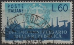 Stamps Italy -  10º Aniv. d' l' Republica Italiana