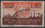 Sellos de Europa - Italia -  10º Aniv. d' l' Republica Italiana