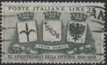 Stamps Italy -  40 aniv. d' l' Victoria en l' Primera Guerra Mundial, Armars d' Trieste, Roma y Treto