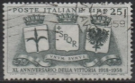 Sellos de Europa - Italia -  40 aniv. d' l' Victoria en l' Primera Guerra Mundial, Armars d' Trieste, Roma y Treto