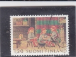 Sellos de Europa - Finlandia -  Navidad, Enanos comiendo