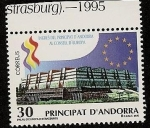Sellos de Europa - Andorra -  Ingreso de Andorra al Consejo de Europa - Palacio de Europa  Strasburg