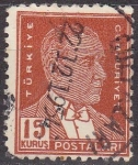 Stamps Turkey -  TURQUIA Turkia 1932 Scott 751 Sello Fundador y 1º Presidente Mustafa Kernal Ataturk usado