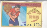 Stamps North Korea -  Pak Yong Sun, ganadora del 33º Campeón del Mundo de Tenis de Mesa