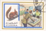 Stamps United Arab Emirates -  Ardilla ; Baden-Powell y un niño en la táctica