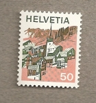 Stamps Switzerland -  Pueblo de montaña