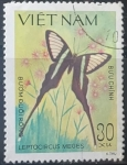Stamps : Asia : Vietnam :  Mariposas - Leptocircus meges