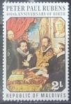Stamps Maldives -  Pintura - Four Philosophers by Peter Paul Rubens