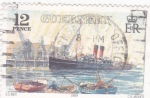 Stamps United Kingdom -  SS Ibex en GWR Terminal, Puerto de St. Peter