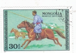 Sellos de Asia - Mongolia -  Cazador a caballo