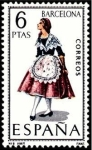 Stamps Spain -  ESPAÑA 1967 1774 Sello ** Trajes Tipicos Españoles Barcelona