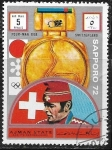 Stamps United Arab Emirates -  Sapporo 72 - Switzerland; 4 Man Bobsled