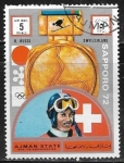 Stamps United Arab Emirates -  Sapporo 72 - Bernhard Russi (*1948), Switzerland