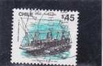 Stamps Chile -  Balsa-rio Palena 